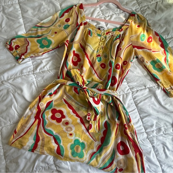 Vintage TRAMP 100% Cotton Psychedelic Tunic Mini Dress Size S - Picture 3 of 9